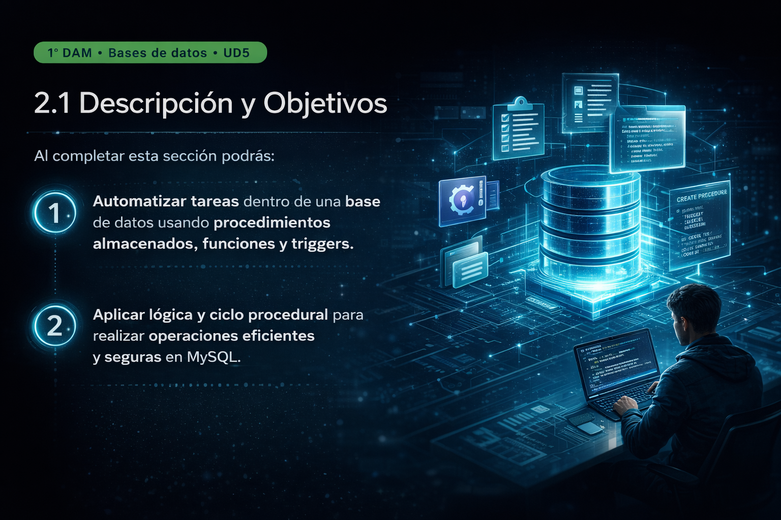 Ilustración conceptual sobre lenguaje procedimental en bases de datos
